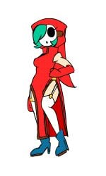 animated breasts dress gloves green_hair hand_on_hip high_heel_boots high_heels hips light-skinned_female light_skin loop looping_animation mario_(series) mask minus8 nintendo rule_63 shy_gal shy_gal_red side_to_side stockings tagme