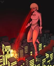 1girls big_breasts blonde_female blonde_hair breasts building building_destruction buildings chest_window city city_destruction commission dc dc_comics dcau explosion exposed_thighs female galatea giantess heels laser_beam laser_eyes mcdead11 sadistic sadistic_girl smoke solo solo_female solo_focus thighs white_heels