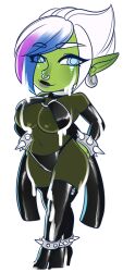 1girls big_breasts blizzard_entertainment cum cum_on_breasts cum_on_face cum_on_legs definitesin facial green_skin orc orc_(warcraft) original_character short_hair solo thighhighs vem warcraft white_hair world_of_warcraft