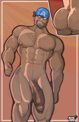 abs archie_(pokemon) back back_muscles bandana bara beard big_muscles big_penis butt chest_hair daddy dilf flaccid hair huge_cock human male male_only muirobara muscular muscular_human nipples nude pecs penis pokemon solo team_aqua