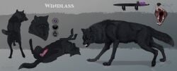absurd_res animal_genitalia animal_penis anthro anus arctic balls black_body black_fur butt canid canine canine_genitalia canine_penis canis female feral food fur genitals hi_res knot line_art lineup male mammal model_sheet penis purple_eyes reference_image sheath solo text valiberite vulva windlass wolf