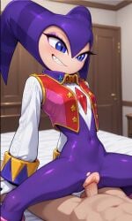 ai ai_generated blue_eyes cowgirl_position exposed_pussy eyeshadow faceless_male female_humanoid happy human_on_humanoid humanoid jester male/female nightmaren nights nights_into_dreams sega sharp_teeth sonic_team torn_bodysuit torn_clothes vaginal_penetration vaginal_sex