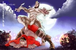 ivan_bruel le_chien_kim october halloween halloween_costume halloween_theme miraculous_ladybug miraculous:_tales_of_ladybug_and_cat_noir mummy_costume red_hood big_ass big_butt male/male