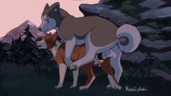 2d_animation akita animal_genitalia animal_penis animated animated_background anus balls basenji black_penis blue_eyes bodily_fluids brown_body brown_fur canid canine canine_genitalia canine_penis canis digital_media_(artwork) doggystyle domestic_dog duo erection evergreen_tree female female_penetrated feral feral_on_feral feral_penetrated feral_penetrating feral_penetrating_feral fluffy fluffy_tail forest from_behind_position fur genital_fluids genitals grass grey_body grey_fur grey_nose hi_res husky knot kudo male male/female male_penetrating male_penetrating_female mammal mochasplash mountain nature nordic_sled_dog open_mouth orange_eyes outside outside_sex pawpads paws penetration penile penile_penetration penis pine_tree pink_nose pink_vulva plant precum primitive_dog rock sex shaded size_difference smile spitz stripes suki_(mochasplash) tail tan_body tan_fur tree vaginal vaginal_penetration vulva