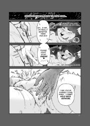 5_fingers absurd_res ahegao anthro areola armpit_sniffing bed belly_rub big_butt blazer bodily_fluids breasts butt canid canine canis chubby_cheeks clitoral clitoral_rubbing clothed clothing comic duo english_text eye_patch eyewear faceless_character faceless_female female fingers french_kissing furniture hand_on_breast hand_on_vulva heart_symbol hi_res kissing legwear licking licking_lips lingerie looking_pleasured maid_apron maid_hat maid_headdress maid_uniform male male/female mammal masturbation melee_weapon monochrome obese orgasm orgasm_face overweight overweight_anthro overweight_female partially_clothed ruby_panda_(artist) sniffing stockings sword tail text tongue tongue_out underwear uniform weapon wide_hips wolf