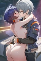 belle_(zenless_zone_zero) wise_(zenless_zone_zero) zenless_zone_zero mihoyo hoyoverse ai_generated lunealter 1girls 1boy female male male/female brother_and_sister incest kissing kiss hugging arms_around_neck grabbing_ass short_hair gray_hair blue_hair multicolored_hair eyes_closed blushing pale_skin pale-skinned_male light_skin light-skinned_female standing naked naked_female bed bedroom medium_breasts big_ass big_butt big_thighs small_nipples thick_thighs thick_ass thick_legs thick_hips thick_butt exposed_breasts exposed_nipples exposed_ass exposed_torso exposed_shoulders nsfw hentai 2026 uncensored