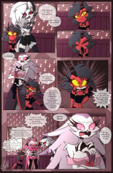 between_breasts comic gattomultiversal goetia hellhound helluva_boss imp loona_(helluva_boss) millie_(helluva_boss) moxxie_(helluva_boss) my_life_with_moxxie_(comic) page_14 stella_(helluva_boss) succubi verosika_mayday_(helluva_boss) vivziepop