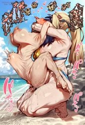 1girls 2girls ahegao ai_generated asphyxiation ass_ripple barefoot beach belle_(zenless_zone_zero) bikini black_hair blonde_hair blue_bikini blue_sky blush bouncing_breasts breasts cloud day female_ejaculation female_orgasm from_side fucked_silly futa_on_female futa_with_female futanari hair_ornament head_back heart kajared kneeling large_breasts long_hair motion_blur multiple_girls muscular muscular_female navel nipples nude ocean open_mouth orgasm outdoors ponytail pussy_juice rough_sex saliva sand sex sky stomach_bulge strangling sweat swimsuit tiptoes toes tongue tongue_out trigger_(zenless_zone_zero) water zenless_zone_zero