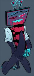 1boy bara better_version biting_cloth biting_clothes biting_clothing biting_shirt clothed_masturbation gay hazbin_hotel hazbin_hotel_(season_2) hellaverse kotomakesweird male_only masturbating masturbation shirt_in_mouth shirt_in_teeth shirt_lift shirt_pull shirt_up spindlehorse_toons tv tv_head tv_screen vivienne_medrano vox vox_(hazbin_hotel) yaoi