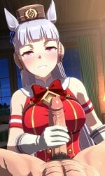 cygames umamusume umamusume_pretty_derby gold_ship_(umamusume) accurate_art_style video_games ai_generated self_upload 3d pixai uncensored 1girl 1boy handjob pov male_pov interspecies horse_girl kemonomimi horse_ears nude_male_clothed_female nude_male clothed_female big_penis gloves gloved_handjob