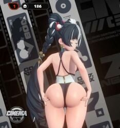 ai_generated animated asian dialyn_(zenless_zone_zero) johnny2x4posts paag shorter_than_30_seconds solo solo_female tagme thicc thick thick_thighs twerking twintails two_tone_hair video zenless_zone_zero