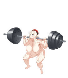abs biceps blonde_hair breasts female girls'_frontline hair long_hair mp5_(girls'_frontline) muscles muscular muscular_arms muscular_female muscular_legs muscular_thighs pecs weights