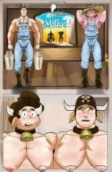 ivan_bruel steven_universe steven_universe_future miraculous_ladybug miraculous:_tales_of_ladybug_and_cat_noir lars male/male male_focus bara milking_breasts farm_boi big_breasts big_ass big_penis big_butt big_balls big_ big_nipples big_belly big_areola