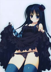 detexted female female_only human human_only k-on! mio_akiyama_(k-on!) panty_pull rei rei's_room skirt_lift solo thighhighs