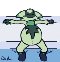 anthro anthro_female anthro_only cat cat_girl floragato grass_type in_water pokemon pokemon_(species) pokemon_sv pool poolside pregnant pregnant_anthro pregnant_female shiny_pokemon