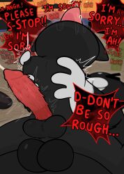 anal animal_genitalia animal_penis balls balls_deep begging crushpepper desert detailed_background dubious_consent english_text feline_genitalia feline_penis gambit_(mewgenics) gay gay_sex genitals head_tilted_back hi_res male male/male mewgenics nipple_fetish nipple_play penetration penile_spines penis rape speech_bubble tagme text tongue tongue_out yaoi zodiac_(mewgenics)