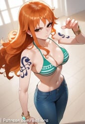 standing 1girls ai_generated ass ass_focus ass_grab belliora big_ass big_breast breasts earrings female female_focus female_on_cloth long-haired_female looking_at_viewer male nami_(one_piece) navel nipple_nude nipples nude one_piece closed_mouth orange-eyed_female orange-haired_female pink_nipple pussy sexy sexy_body sexy_female sexy_pose teeth younger_female