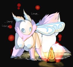 absurd_res antennae_(anatomy) anthro areola arthropod arthropod_abdomen big_breasts blue_nipples bodily_fluids breasts digital_media_(artwork) english_text female fluffy fluffy_tail fur genital_fluids hi_res hypnosis insect lamp lepidopteran mind_control moth multi_limb nipples nude peeing raveneevee simple_background solo spiral spiral_eyes tail text thick_thighs urine watersports white_body wings