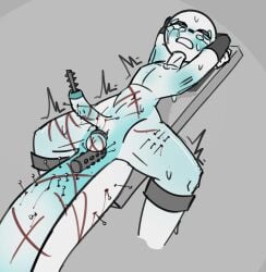 amphibian anal anal_penetration arms_tied ball_ring balls bdsm biped blood blue_body blue_eyes blue_tongue bodily_fluids bound cock_and_ball_torture dildo dildo_in_ass dildo_insertion erection genital_torture genitals gore grey_background hallowed_knight_34 humanoid legs_tied male multicolored_body object_in_ass object_in_urethra open_mouth oren_(hallowed_knight_34) penetration penis ribbed_dildo salamander sewing_pin sex_toy sex_toy_in_ass sex_toy_insertion shaking simple_background solo sounding_rod tail tears teeth thick_tail tongue tongue_out trembling two_tone_body urethral urethral_penetration whip_mark white_body white_penis