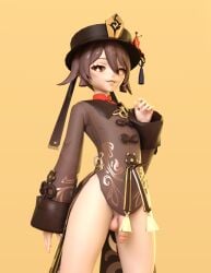 3d 3d_(artwork) 3d_artwork 3d_model 3d_render 3dcg big_penis cock daz3d daz_studio dick femboy femboy/male femboy_chest feminine_body genderbent genderswap genshin_impact half-dressed half_naked hu_tao_(genshin_impact) humor male male/male naked penis rule63 rule_63 slim_male small_penis thicc_thighs zazkinkart