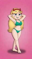 star_butterfly star_vs_the_forces_of_evil disney disney_xd blonde_hair blue_eyes bra panties posing_for_the_viewer posing ai_art ai_generated ai thick_thighs busty_female female