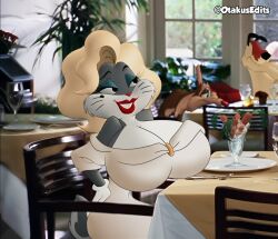 bugs_bunny big_breasts breast_expansion genderswap genderbend rule_63 blonde_hair furry bunny_ears bunny bunny_girl looney_tunes screenshot_edit otakusedits furry_female