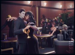 1boy 3d 4girls arm_around_shoulder background_character background_characters blender blurry blurry_background clothed detailed_background dress epic_games father_and_daughter fortnite fortnite:_battle_royale jules_(fortnite) light-skinned_female light-skinned_male light_skin looking_at_another looking_at_partner luxe_(fortnite) male male/female midas_(fortnite) pantyhose room sfw siren_(fortnite) standing tagme tntina vexingvenery watermark