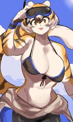 1girls amber_eyes anthro arknights big_breasts breasts female mx99926 solo solo_female thick_thighs tiger tiger_girl waai_fu_(arknights) wide_hips