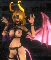 1girls animated big_breasts blindfold blonde_hair bondage choker collar critical_bliss demon female harness horns inflated_belly inflation last_evil nipple_clamps nipple_piercings open_mouth open_mouth_gag restrained ring_gag succubus succubus_(last_evil) video_games wings yoke