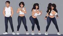 ai_generated ass_expansion bimbofication breast_expansion female gender_transformation genderswap_(mtf) hair_growth large_ass large_breasts lip_expansion midriff mtf_transformation navel nebtfulous sportswear thick_thighs thigh_expansion transformation transformation_sequence wide_hips