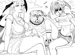 absurd_res bat bats bb_(baalbuddy) big_breasts canine clothing darkstalkers disappointed disappointed_look disappointing disgusted dress emotionless flat_chest glasses hat large_breasts lilith_aensland long_hair monochrome morrigan_aensland no_color no_humans short_hair shorts small_breasts small_penis_humiliation small_tits sunglasses unamused unenthusiastic unimpressed unsatisfied voluptuous voluptuous_female