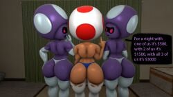 3boys 3d 3d_(artwork) alien ass back bedroom bedroom_eyes before_sex big_ass big_butt big_thighs blue_thong bubble_ass bubble_butt curtains curvy elbow_gloves fangs femboy feminine_male finger_up gay gloves happy huge_ass huge_butt indoors leggings light-skinned_male light_skin looking_at_viewer looking_away looking_back looking_back_at_viewer male male/male male_only mario_(series) mario_and_luigi_(series) mushroom mushroom_humanoid nintendo no_nose no_pupils open_mouth pink_eyes prostitution purple-skinned_male purple_skin red_eyes self_upload sfm shroob source_filmmaker stockings talking talking_to_another talking_to_viewer text text_box thick thick_ass thick_butt thick_hips thick_thighs thighhighs thighs thong toad_(mario) trio white_gloves white_stockings white_thighhighs white_thong whoram wide_hips