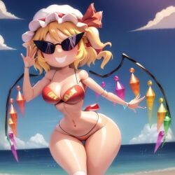 ai_generated armpits bimbo bimbo_body bimbofication bimbofied body_modification corset dollification female flandre_scarlet hourglass_figure huge_ass huge_breasts implied_transformation knick_knack midriff npg8993 panties permanent_smile smile sunglasses sunnification sunny_miami thick_thighs thin_waist touhou transformation wide_hips