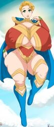 1girls athena_haruka big_breasts big_butt big_nipples blonde_hair eighth_wonder female_focus female_only heroine mature_female milf nipples_visible_through_clothing short_hair solo superheroine thick thick_thighs ultiblackfire wide_hips