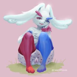 <3_eyes anthro bodily_fluids caramelhooves clothing dripping dripping_pussy expressions female generation_4_pokemon genital_fluids genitals heart hi_res lagomorph legwear leporid looking_at_viewer looking_pleasured mammal nintendo plump_labia pokefusion pokemon pokemon_(species) pussy pussy_juice rabbit smile smiling_at_viewer solo togepunny translucent