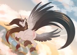 alicorn animal_genitalia animal_pussy anus aroused ass bodily_fluids clitoral_winking clitoris cloud digital_media_(artwork) dripping earth equid equine equine_anus equine_genitalia equine_pussy feathering feathers female feral flat_colors fluffy flying friendship_is_magic fur genital_fluids genitals hasbro hi_res hooves horn horse long_tail mammal my_little_pony nude playful pony pussy pussy_juice pussy_juice_drip pussy_juice_string sky solo sunny_way tail udders wet wings