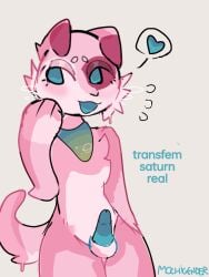 <3 1futa :3 :d anthro bandana blue_eyes blue_mouth blue_penis canine dickgirl female fluffy furry furry_only futanari heart intersex kaiju_paradise mask nervous paw_on_face penis pink_fur roblox saturn_(kaiju_paradise) tail text three_tone_fur tongue tongue_out two_tone_body two_tone_penis