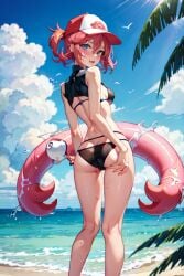 1girls 4k ai_generated ass beach big_breasts bikini black_bikini bubble_butt chloe_(pokemon) embarrassed expressive eyes female female_only hd in_water looking_at_viewer looking_back outdoors panties petite pokemon round_ass shy skinny slim_waist small_breasts smirk smug solo standing sweat thigh_gap thighs tight_clothes underwear water wet young