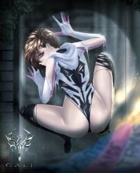 1girls eyebrow_piercing female female_only gali-x gwen_stacy marvel marvel_comics solo spider-gwen spider-man:_across_the_spider-verse spider-man:_into_the_spider-verse spider-man_(series) tagme torn_clothes