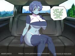 1girls awata_kaoruko before_sex big_ass big_breasts big_butt blue_body blue_eyes blue_hair blue_skin blue_stockings boku_no_hero_academia bokuman bubble_girl english_text fake_taxi female female_only hero hero_outfit_(mha) heroine imminent_penetration imminent_sex imminent_vaginal kaoruko_awata my_hero_academia no_pants panties panties_only solo text thick thick_ass thick_butt thick_hips thick_legs thick_thighs thigh_highs tight_clothing tight_fit tight_panties tight_topwear topwear white_panties