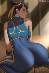 1girls ass backboob breasts capcom chun-li dat_ass fat_ass female female_only full_body fully_clothed oroborusart savagexthicc solo street_fighter street_fighter_alpha