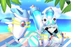 beach big_breasts ico_(mega_man) mega_man mega_man_x_dive robarts_hallway swimsuit_ico_(x_dive) tagme