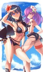 2girls aldafera alternate_costume ass bikini black_bikini black_swimsuit breasts byleth_(fire_emblem) byleth_(fire_emblem)_(female) byleth_(summer)_(fire_emblem)_(female) female female_only fire_emblem fire_emblem:_three_houses fire_emblem_heroes fire_emblem_warriors:_three_hopes nintendo official_alternate_costume shez_(female)_(fire_emblem) shez_(female)_(summer)_(fire_emblem) shez_(fire_emblem) swimsuit