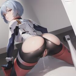 ai_generated ass_focus ayanami_rei katsuprime neon_genesis_evangelion plugsuit rei_ayanami squirt stable_diffusion