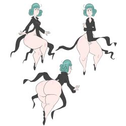 1girls ass big_ass big_butt black_dress curly_hair dress flying green_hair green_pubic_hair large_ass one-punch_man pubes pubic_hair pussy revealing_dress tatsumaki thick_thighs thighs upskirt wappah