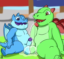 baby_dragon chubby clash_(series) clash_royale electro_dragon_(clash_royale) excessive_precum frottage male/male only_male penis_size_difference precum size_difference