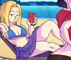 android_18 dragon_ball dragon_ball_z eating female female_only kishinpain milf