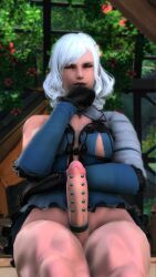 1futa 3d final_fantasy final_fantasy_xiv foreskin foreskin_play foreskin_pull futa_only futanari hanging_penis highlander kaine_(nier) kaine_(nier)_(cosplay) large_penis muscular_futanari nier nier:_automata penis_piercing pierced_penis tagme w0lfie