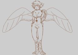 1cuntboy belly belly_button chubby clawed_fingers cuntboy cute davesprite davespwite feathers homestuck intersex line_art pubes pubic_hair scales solo underboob wings