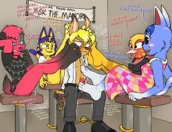 4_toes 5_fingers animal_crossing ankha ankha_(animal_crossing) annoyed anthro avian barefoot between_toes bird blonde_hair blue_body blue_fur blush bondage bottomless bottomwear bound breasts canid canine canis caroo caroo_(character) chains cherry_(animal_crossing) clothed clothing colored cuff_(restraint) dialogue digit_ring domestic_cat domestic_dog dominant dominant_female edging english_text erection feet feet_on_head felid feline felis female femdom fingers foot_fetish foot_on_face foot_on_head foot_play footjob fur genitals group hair humanoid_feet humanoid_genitalia humanoid_hands humanoid_penis humor jewelry kangaroo macropod male male/female mammal marsupial meme nintendo open_bottomwear open_clothing open_pants pants penis penis_between_toes phoebe_(animal_crossing) plantigrade pussy red_body red_fur restraints ring rosie_(animal_crossing) sex shackles sitting soles submissive submissive_male tease teasing text toe_ring toejob toes yellow_body yellow_fur